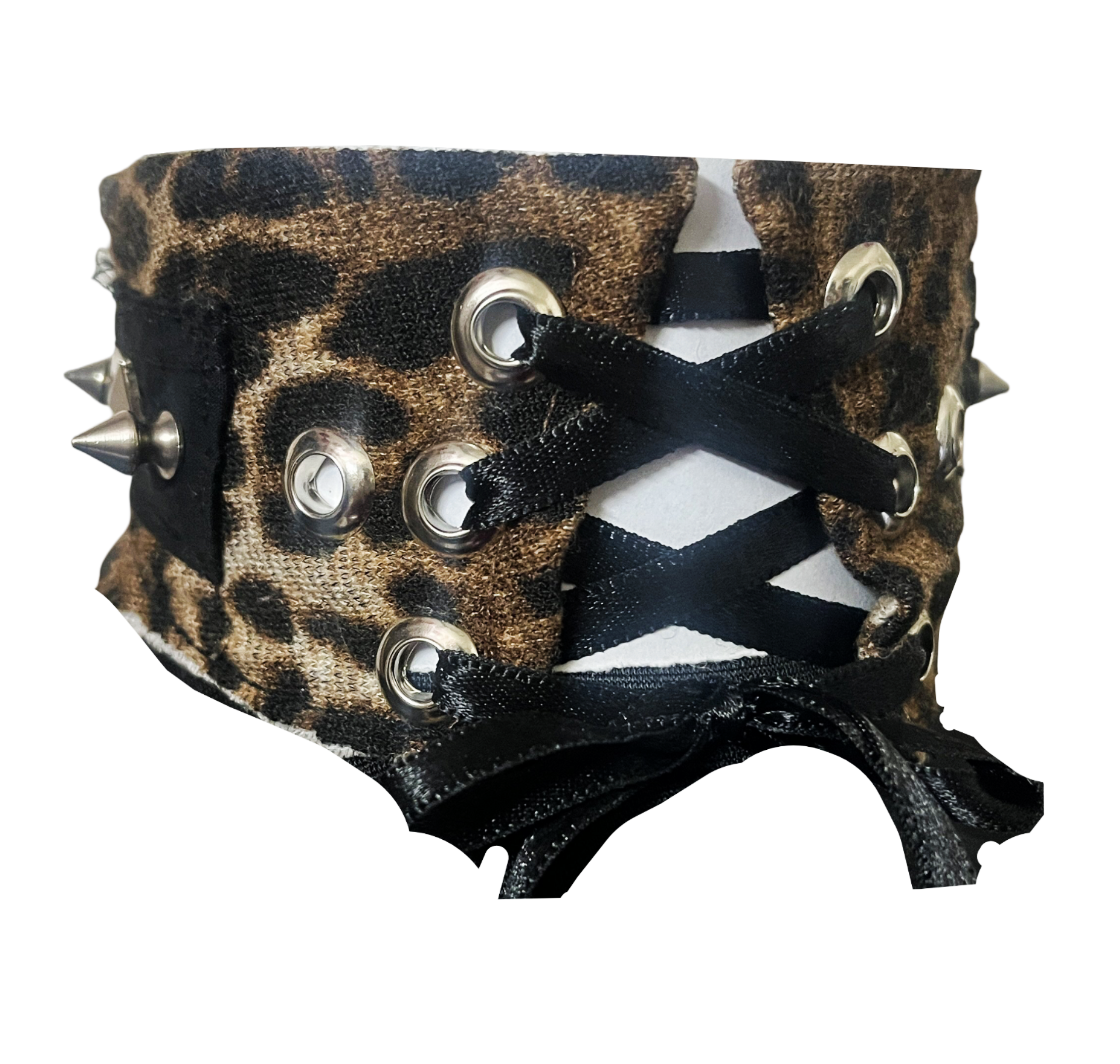 Leopard Spiked Choker